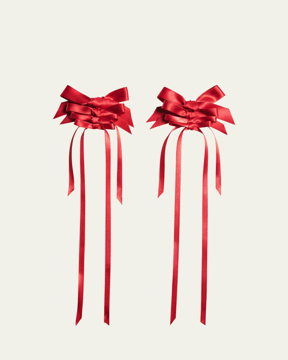 Rosette Ribbon Bow Earrings